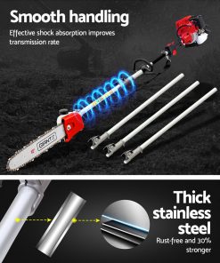 Giantz Pole Chainsaw 4 Stroke Petrol Hedge Trimmer Pruner Chain Saw Long
