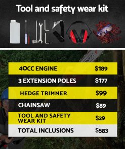 Giantz Pole Chainsaw 4 Stroke Petrol Hedge Trimmer Pruner Chain Saw Long