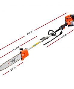 Giantz 4 Stroke Pole Chainsaw Petrol Chain Saw Brush Cutter Brushcutter Tree