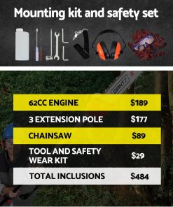 Giantz Pole Chainsaw 62CC Petrol Chain Saw Brush Cutter Brushcutter Tree