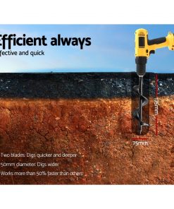GIANTZ Garden Auger Power Earth Post Hole Digger Planter Drill Bit 75x175mm