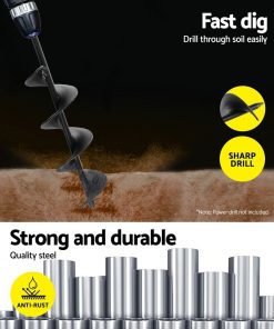 GIANTZ Power Garden Auger Small Earth Planter 75 X 300MM Black