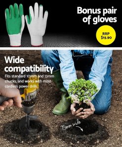 GIANTZ Power Garden Auger Small Earth Planter 75 X 300MM Black