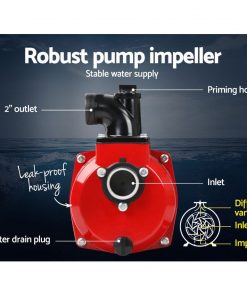 Giantz 2inch High Flow Water Pump - Black & Red