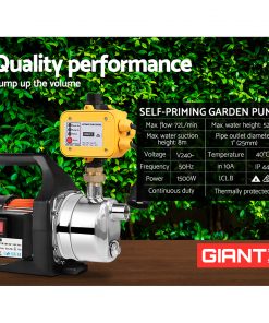 Giantz 1500W High Pressure Garden Water Pump with Auto Controller
