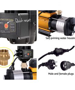 Giantz Multi Stage Water Pump Pressure Rain Tank Garden Farm House Irrigation 2000W Black Controller