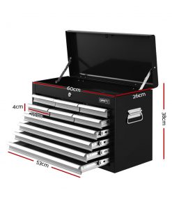 Giantz 10-Drawer Tool Box Chest Cabinet Garage Storage Toolbox Black Silver
