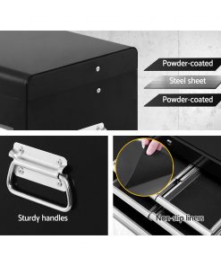 Giantz 10-Drawer Tool Box Chest Cabinet Garage Storage Toolbox Black Silver