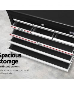Giantz 10-Drawer Tool Box Chest Cabinet Garage Storage Toolbox Black Silver