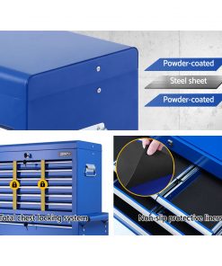 Giantz Tool Box Chest Trolley 16 Drawers Cabinet Cart Garage Toolbox Blue