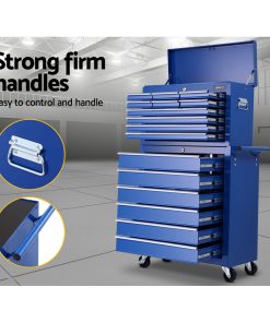 Giantz Tool Box Chest Trolley 16 Drawers Cabinet Cart Garage Toolbox Blue