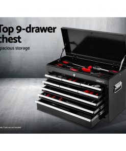 Giantz Tool Chest and Trolley Box Cabinet 16 Drawers Cart Garage Storage Black