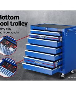Giantz Tool Chest and Trolley Box Cabinet 16 Drawers Cart Garage Storage Blue