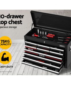 Giantz 17 Drawers Tool Box Trolley Chest Cabinet Cart Garage Mechanic Toolbox Black
