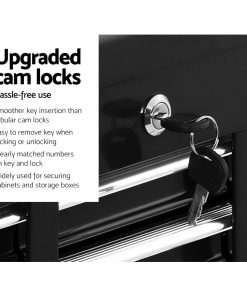 Giantz 17 Drawers Tool Box Trolley Chest Cabinet Cart Garage Mechanic Toolbox Black