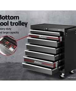 Giantz 17 Drawers Tool Box Trolley Chest Cabinet Cart Garage Mechanic Toolbox Black