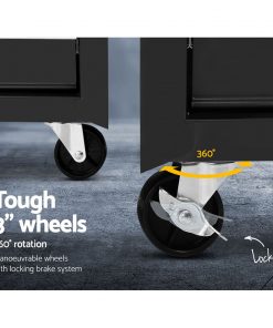 Giantz 17 Drawers Tool Box Trolley Chest Cabinet Cart Garage Mechanic Toolbox Black