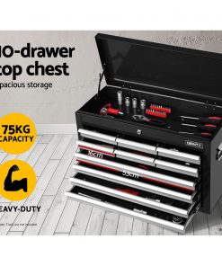 Giantz 17 Drawers Tool Box Trolley Chest Cabinet Cart Garage Mechanic Toolbox Black and Grey