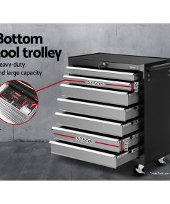 Giantz 17 Drawers Tool Box Trolley Chest Cabinet Cart Garage Mechanic Toolbox Black and Grey