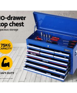 Giantz 17 Drawers Tool Box Trolley Chest Cabinet Cart Garage Mechanic Toolbox Blue