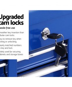 Giantz 17 Drawers Tool Box Trolley Chest Cabinet Cart Garage Mechanic Toolbox Blue