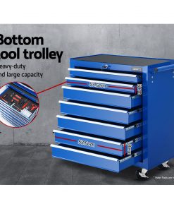Giantz 17 Drawers Tool Box Trolley Chest Cabinet Cart Garage Mechanic Toolbox Blue