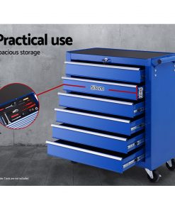 Giantz Tool Box Trolley Chest Cabinet 6 Drawers Cart Garage Toolbox Set Blue