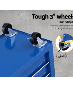 Giantz Tool Box Trolley Chest Cabinet 6 Drawers Cart Garage Toolbox Set Blue