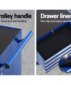 Giantz Tool Box Trolley Chest Cabinet 6 Drawers Cart Garage Toolbox Set Blue