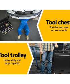 Giantz 7 Drawer Tool Box Cabinet Chest Storage Garage Toolbox Organiser Set Black