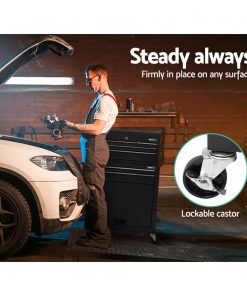 Giantz 7 Drawer Tool Box Cabinet Chest Storage Garage Toolbox Organiser Set Black