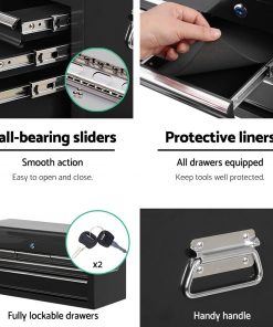 Giantz 7 Drawer Tool Box Cabinet Chest Storage Garage Toolbox Organiser Set Black