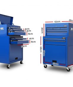 Giantz 7 Drawer Tool Box Cabinet Chest Storage Garage Toolbox Organiser Set Blue