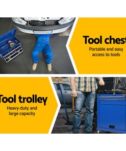 Giantz 7 Drawer Tool Box Cabinet Chest Storage Garage Toolbox Organiser Set Blue