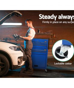 Giantz 7 Drawer Tool Box Cabinet Chest Storage Garage Toolbox Organiser Set Blue