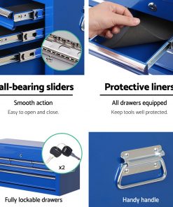 Giantz 7 Drawer Tool Box Cabinet Chest Storage Garage Toolbox Organiser Set Blue