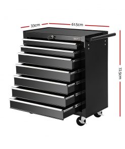 Giantz Tool Chest and Trolley Box Cabinet 7 Drawers Cart Garage Storage Black