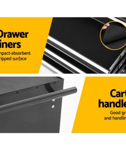 Giantz Tool Chest and Trolley Box Cabinet 7 Drawers Cart Garage Storage Black