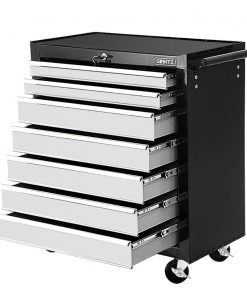 Giantz Tool Chest and Trolley Box Cabinet 7 Drawers Cart Garage Storage Black and Silver