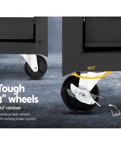 Giantz Tool Chest and Trolley Box Cabinet 7 Drawers Cart Garage Storage Black and Silver