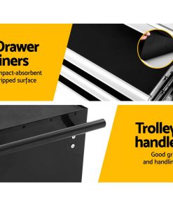 Giantz Tool Chest and Trolley Box Cabinet 7 Drawers Cart Garage Storage Black and Silver