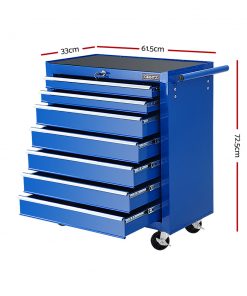 Giantz Tool Chest and Trolley Box Cabinet 7 Drawers Cart Garage Storage Blue