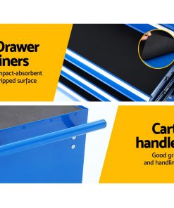 Giantz Tool Chest and Trolley Box Cabinet 7 Drawers Cart Garage Storage Blue