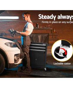 Giantz Tool Box Chest Cabinet Trolley Cart Storage Drawers Black