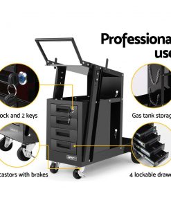 Giantz 4 Drawer Welding Trolley - Black