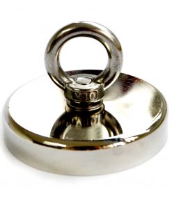 Round Neodymium Fishing Magnet with Countersunk Hole and Eyebolt, 500 LBS pull