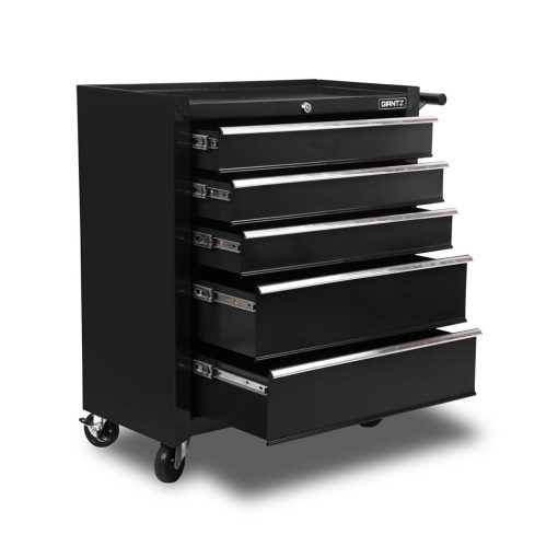 Giantz 5 Drawer Mechanic Tool Box Storage Trolley - Black