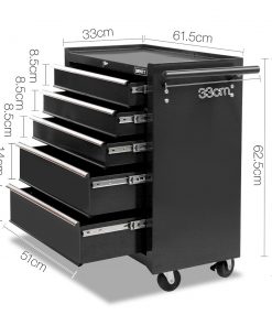 Giantz 5 Drawer Mechanic Tool Box Storage Trolley - Black