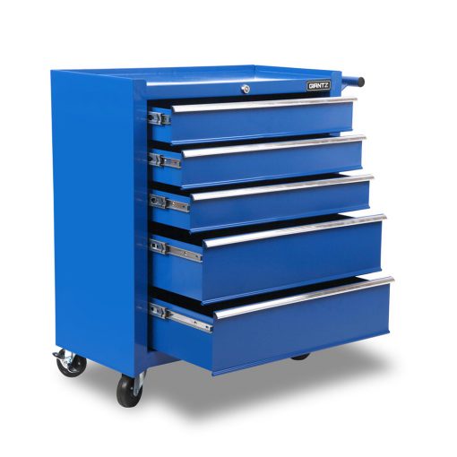 Giantz 5 Drawer Mechanic Tool Box Storage Trolley - Blue