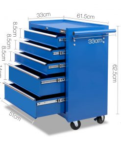 Giantz 5 Drawer Mechanic Tool Box Storage Trolley - Blue